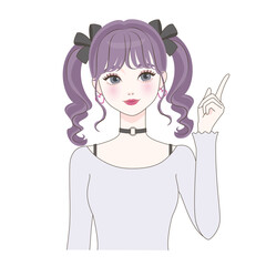 左手で指差しする女の子