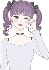 頬ハートポーズの女の子