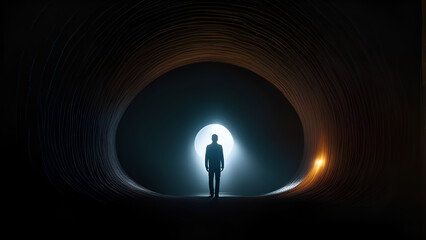 Obraz premium Glowing Through the Shadows: Navigating Mental Health Challenges , Guiding Light: Overcoming Darkness with Hope