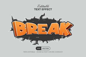 Break Text Effect 3D Style. Editable Text Effect.