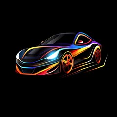 Naklejka premium Sports Car Colorful Icon Graphic Design Element / Logo Illustration on Isolated White Background
