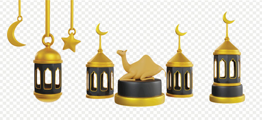 Eid-Al-Adha Mubarak 3d icon render clipart for UI UX Website Banner