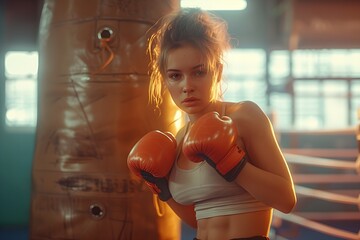 ボクシングをする女性 - obrazy, fototapety, plakaty