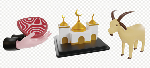 Eid-Al-Adha Mubarak 3d icon render clipart for UI UX Website Banner