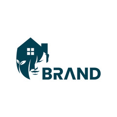 woman or lady real estate mind logo concept