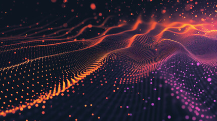 A graphical image for AI sound effect generation, giometric pattern, use colors of black, orange and purple