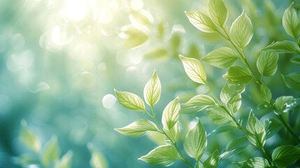 Obraz premium Detail of rustling green leaves in a blurred motion captured amidst a gusty wind.