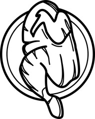 Tandoori Chicken Outline Vector Illustration
