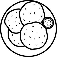 Papadum Outline Vector Illustration