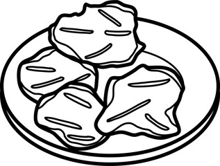 Pakora Outline Vector Illustration
