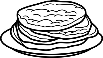 Naan Outline Vector Illustration