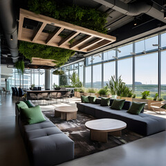 Modern and Lively Indoor Space with Open Window and Comfortable Furniture