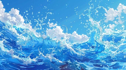 Obraz premium Dynamic Ocean Waves Digital Illustration