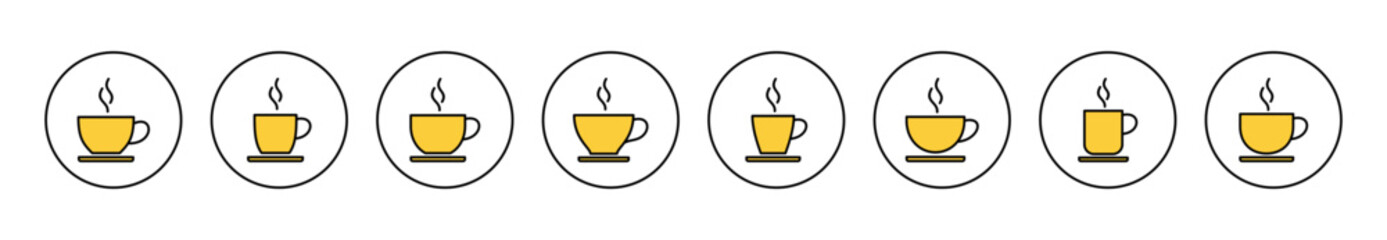 coffee cup icon set vector. cup a coffee sign and symbol