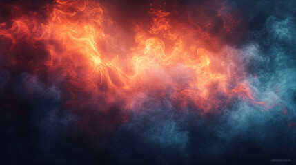 Texture of smoky clouds blending with fiery flames creating a mysterious ambiance.