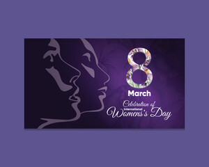 Minimalist celebrating International Women’s Day banner. Purple theme with orchid. Symbolic of women.