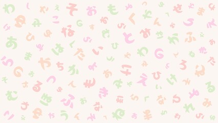 Japanese Hiragana Letter Background in Pastel Colors: Handwritten Style Font - Pastel Orange Background