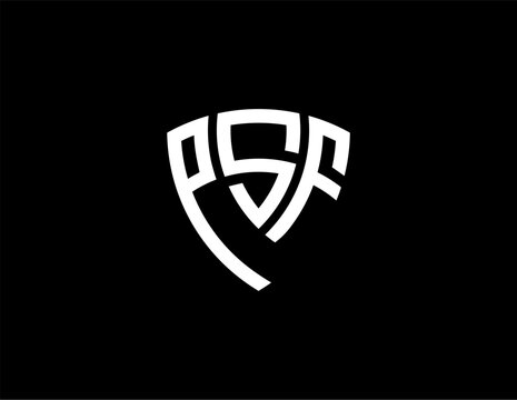 PSF creative letter shield logo design vector icon illustration