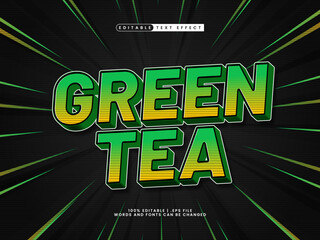 Naklejka na ściany i meble green tea editable text effect 3d style