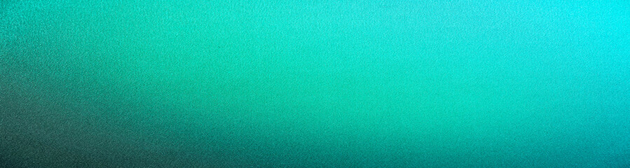Dark green mint sea teal jade emerald turquoise light blue abstract background. Color gradient blur. Rough grunge grain noise. Brushed matte shimmer. Metallic foil.Design.Template.Empty. Wide banner.