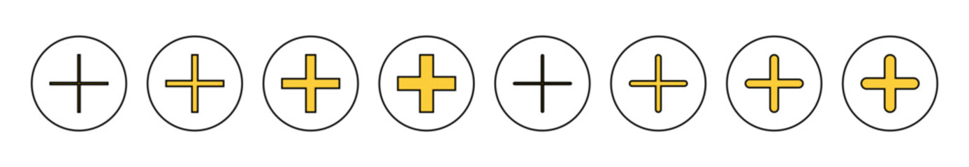 Obraz premium Plus Icon set vector. Add plus sign and symbol