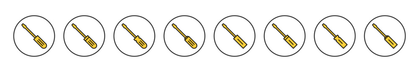 Screwdriver icon set vector. tools sign and symbol