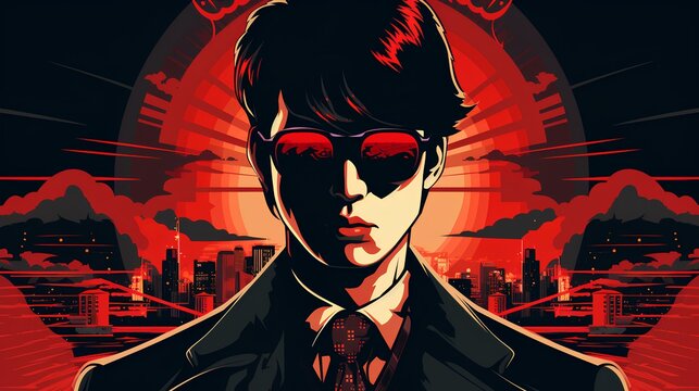 Japan gangster man comic style and art