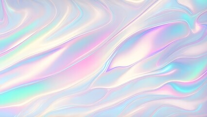Obraz premium Holographic background seamless trendy iridescent light foil texture. Soft holographic pastel unicorn marble background pattern. Modern pearlescent blurry abstract swirl illustration.