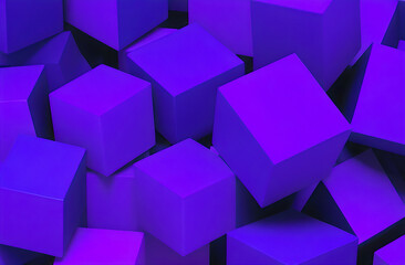 Purple abstract geometric background with three-dimensional solid rectangular cube shapes