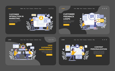 Obraz premium Customer Interaction in marketing concept. Flat vector illustration