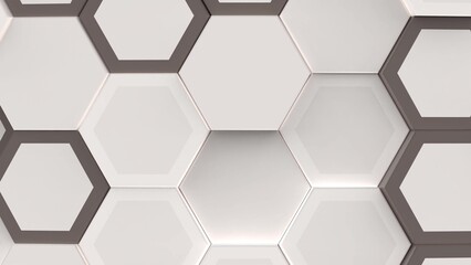 Animation of hexagonal 4k grid wall with shadows motion loop