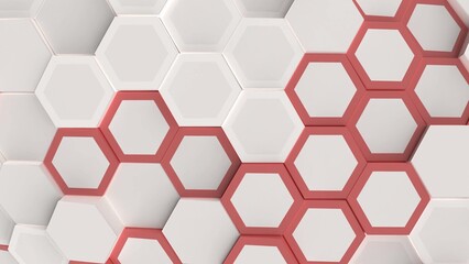 Animation of hexagonal 4k grid wall with shadows motion loop