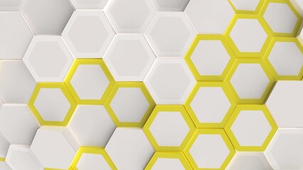 Animation of hexagonal 4k grid wall with shadows motion loop