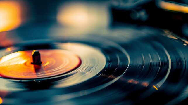 A Record Player Spinning a Record on a Turntable. Generative AI