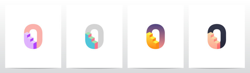 Bar Chart Graph Inside Initial Letter Logo Design O