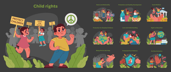Child rights set. Vector illustration
