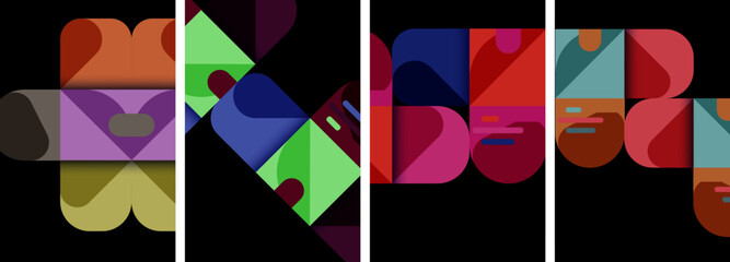 Balance movement geometric backgrounds. Poster collection for wallpaper, business card, cover, poster, banner, brochure, header, website