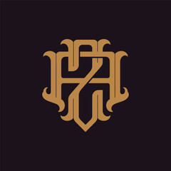 Fototapeta premium Vintage style monogram with initial AZ or ZA. Logo design. Can be applied on stationery, invitations, signage, packaging, or even as a branding element and etc