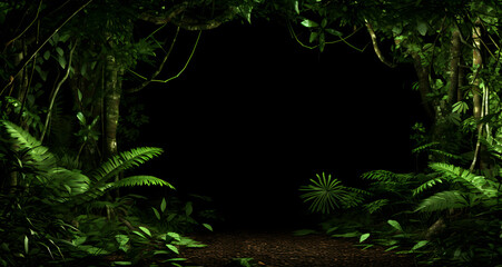a tunnel filled with leaves and plants at night - Powered by Adobe