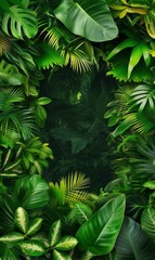 Tropical leaves background with space for text
