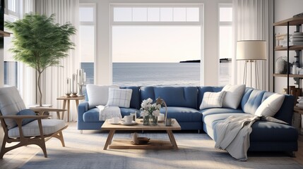 Modern luxurious living room interior design with elegant palette 