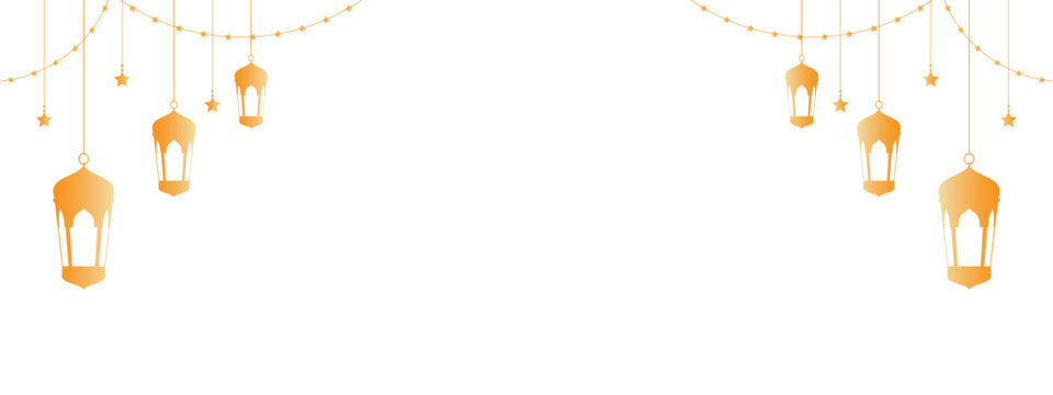 Hanging gold lantern ornament for Ramadan. Ramadan Lantern Ornaments PNG.