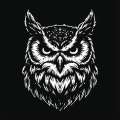 Dark Art Owl Bird Face Ghost Vintage Night Animal Feather Tattoo Grunge illustration