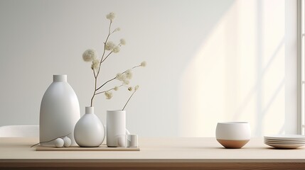 Fototapeta na wymiar Flowers in the vase with white wall 