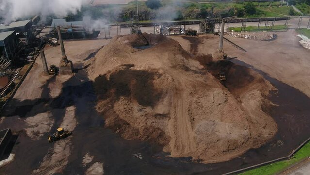Bagasse tailings pile at a paper and tissue wadding mill in South Africa