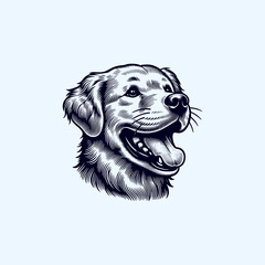 Golden retriever Dog happy face hand drawn art style Vector illustration