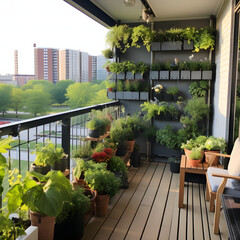 Serene Garden Oasis: A Balcony Filled with Greenery