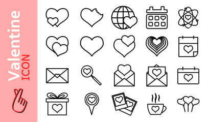 valentine icon set, vector illustration