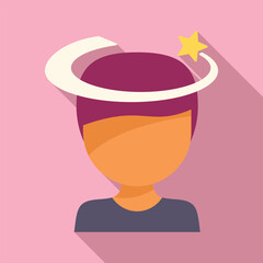 Dizziness icon flat vector. Face head dizzy. Vertigo orbit care