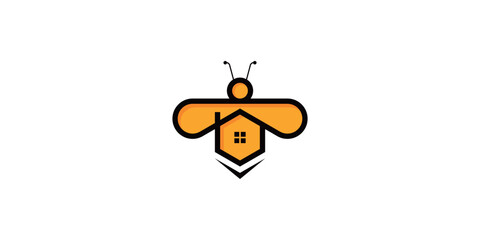home Bee is a logo that uses a 6-sided base and is modified to produce a very minimalist and modern image of a bee and house.